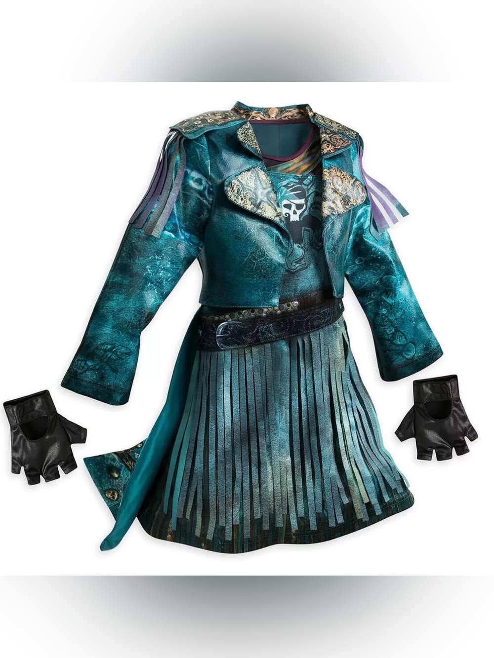 Disney Descendants 2 Uma Costume with dress, jacket &Gloves size 7-8